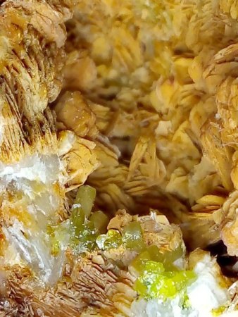 Druse mit Pyromoprhit und Baryt, Zschopau Halde Heilige Dreifaltigkeit